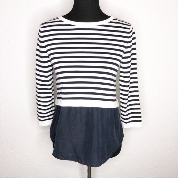 COS black and white striped silk bottom button back top size Extra Small XS - Picture 1 of 15